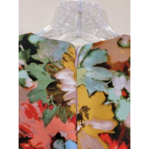 Taylor Women's Floral Fit and Flare Dress Round Neck Multicolor Pockets Size 8 - Picture 4 of 8